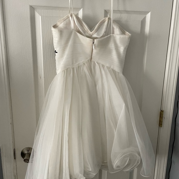 White with beading hoco dress strapless - Picture 5 of 5